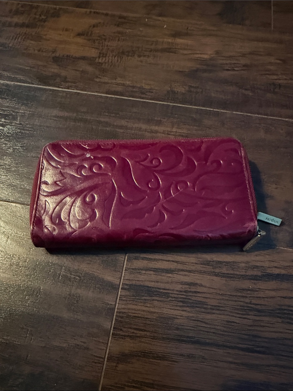 HOBO Embossed Zip Wallet - Berry